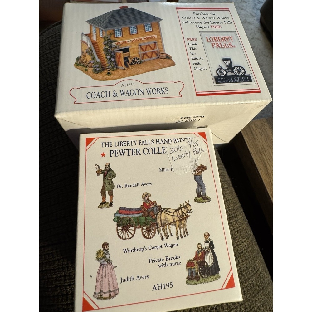 Liberty Falls Americana NIB Lot AH231 Coach Wagon + AH195 Pewter Figurines - Picture 4 of 10